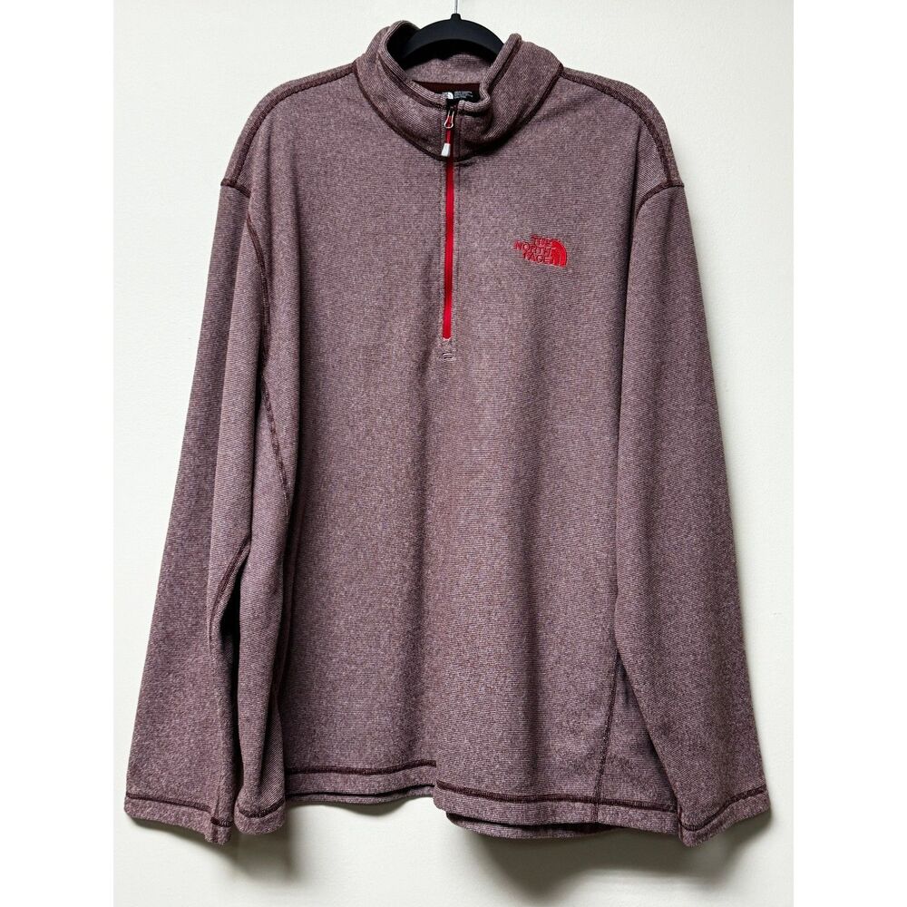 THE NORTH FACE Red/White Stripe Quarter Zip, Sz XXL